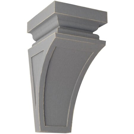 Ekena Millwork 6"W x 6 3/4"D x 12"H Large Nevio Wood Vintage Decor Corbel, Pebble Grey CORWD06X06X12NEPG
